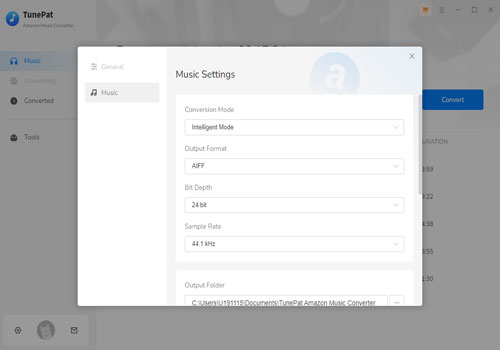 set output format tunepat amazon music converter