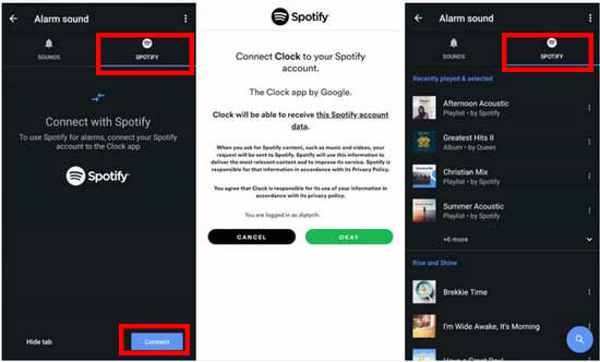 make a spotify song your alarm via google clock