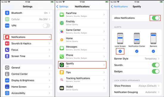 set spotify notifications on iphone lock screen