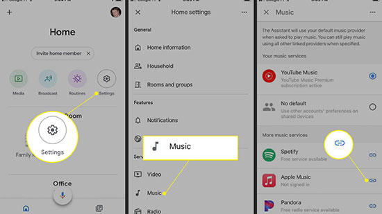 set youtube music as default music on google home