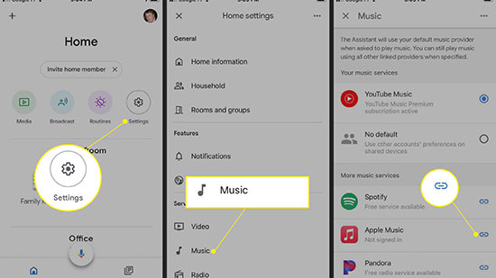 set music player as the default streaming music service on google home