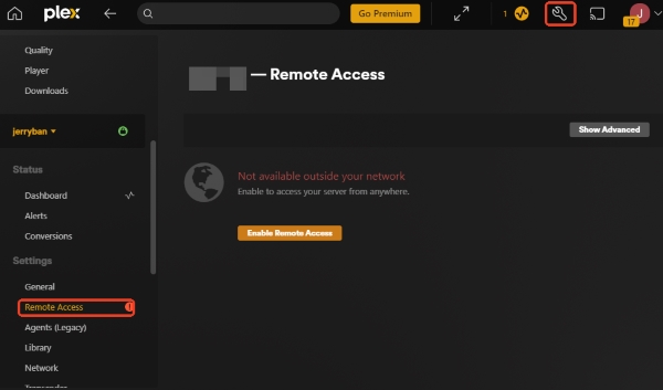 setting remote access on plex