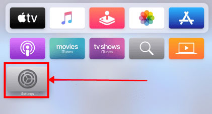 open settings app on apple tv