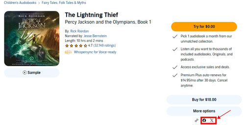share audible book on social media platform desktop