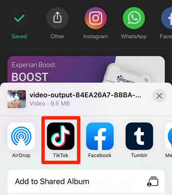 share viedo with amazon music to tiktok from inshot