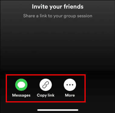 share invite link to your group session