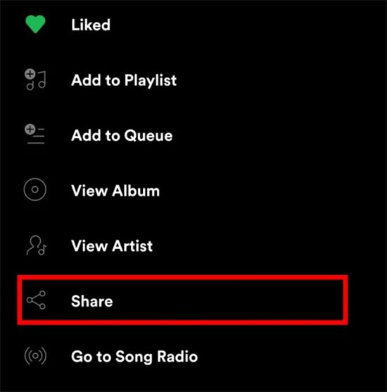 share liked songs button on spotify mobile