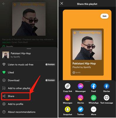 share spotify playlist via link on mobile