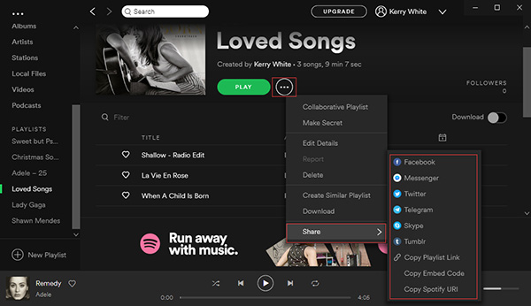 share a private playlist on spotify