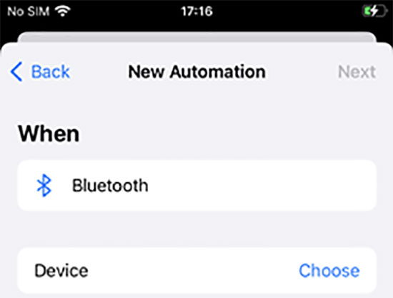 shortcuts bluetooth device