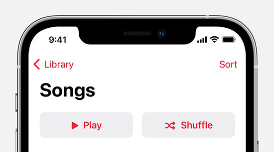 shuffle all songs or albums in apple library on mobile