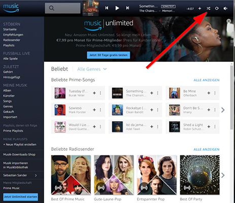 shuffle songs on amazon music web player