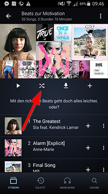 how to turn off shuffle on amazon music on mobile
