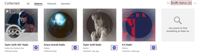 shuffle play multiple pandora stations web