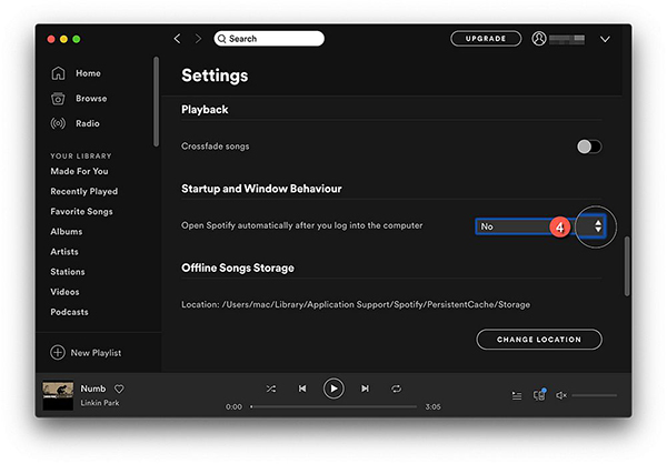 turn off spotify auto opening on mac via spotify app settings