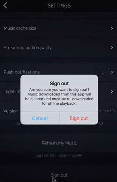 sign out amazon music
