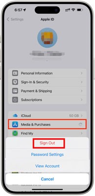 sign out apple music on iphone