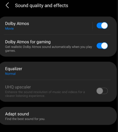 set sound quality and effects