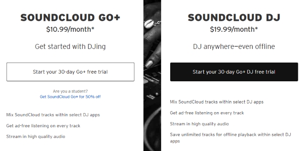 soundcloud go plus and dj plans