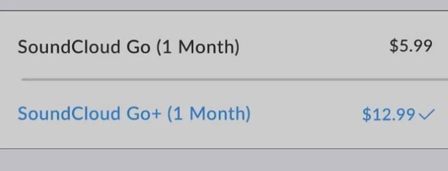 soundcloud go and go plus price on iphone