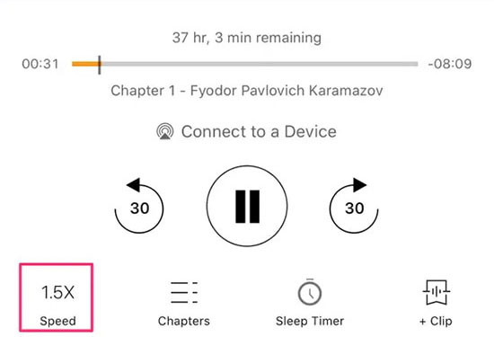 speed up audible audiobooks on mobile