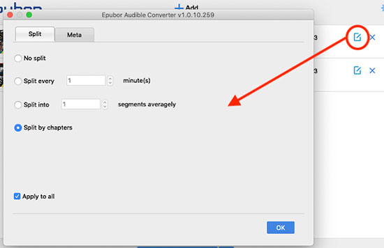 edit and split audible book epubor