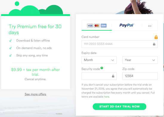 spotify free trial promo code
