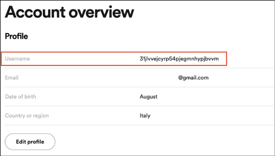 copy username from spotify