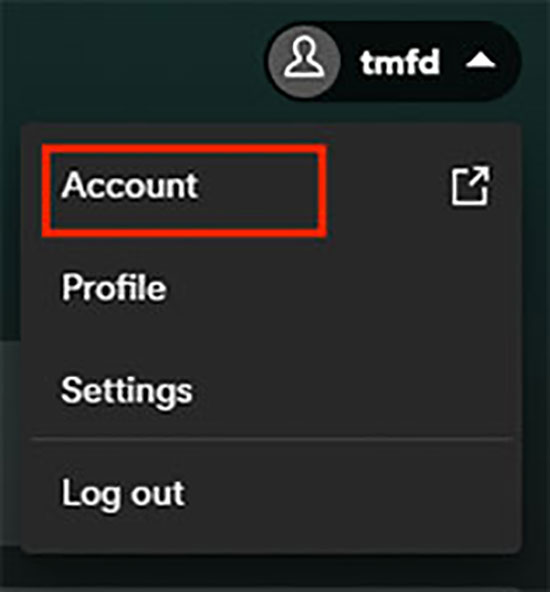 click account option from profile in spotify app