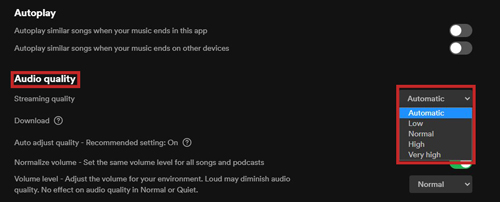 switch spotify streaming quality to fix songs skipping on spotify