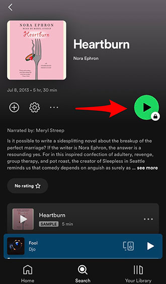 spotify audiobooks play button