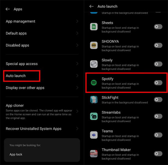 disable spotify auto launch via android settings