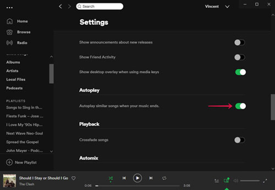 stop spotify autoplay computer