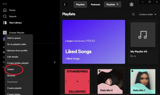 delete spotify playlist