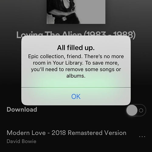 spotify library download limit