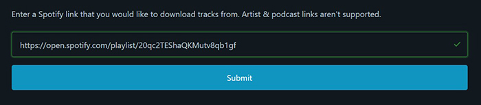 enter spotify playlist link to spotify downloader