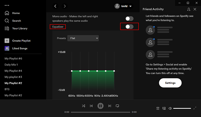 adjust spotify quality on pc by spotify equalizer