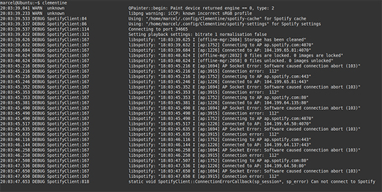 spotify error on clementine