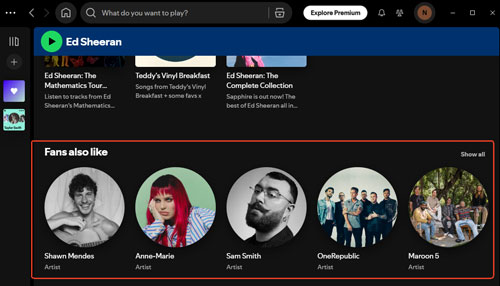 find new spotify music via fans also like