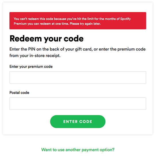 spotify gift card redeem 