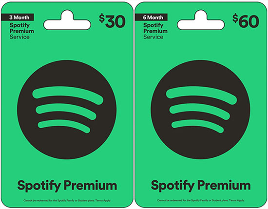 have free spotify premium account via gift card