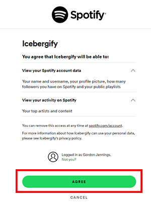 allow icebergify to access spotify data