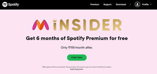get spotify 6 months free trial via insider