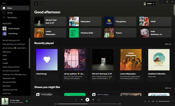 spotify interface