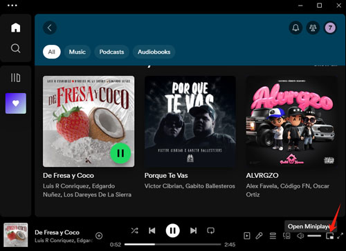 play spotify in background on computer via spotify mini player