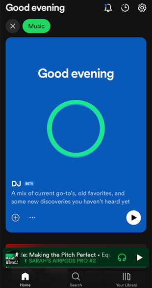 music feed on spotify mobile