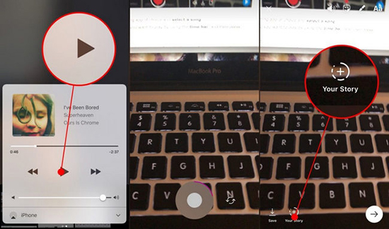 how to record video and play spotify via instagram