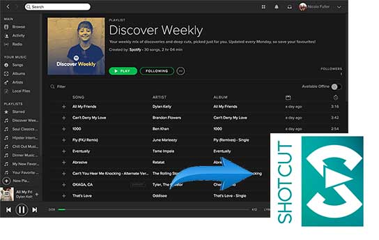 add spotify muisc to video on shotcut