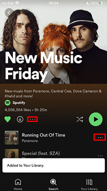 add new music friday playlist to library mobile