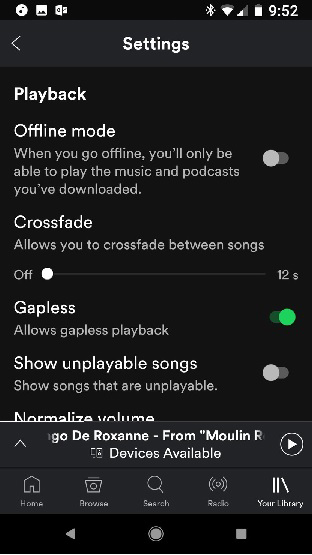 disable spotify offline mode to fix spotify search not working on mobile